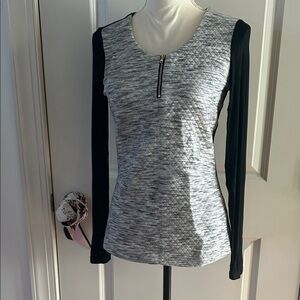 PATRIZIA LUCA Mixed Media Quilted Womens 1/4 Zip Top S NWOT